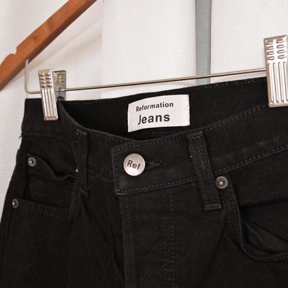 Reformation Serena High Rise Black Jeans Sz 24 - Picture 9 of 11
